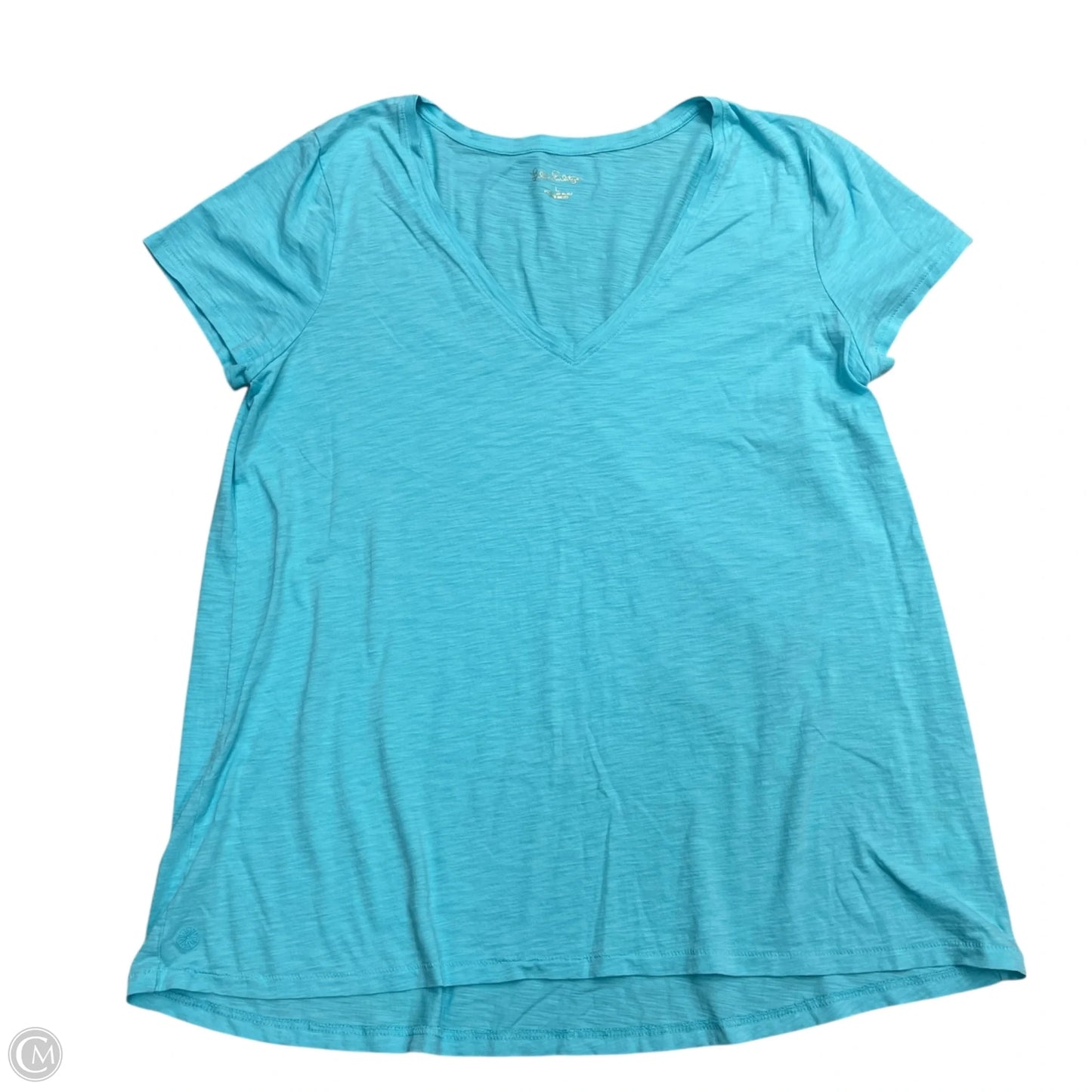 Top Short Sleeve Designer By Lilly Pulitzer In Blue, Size: L