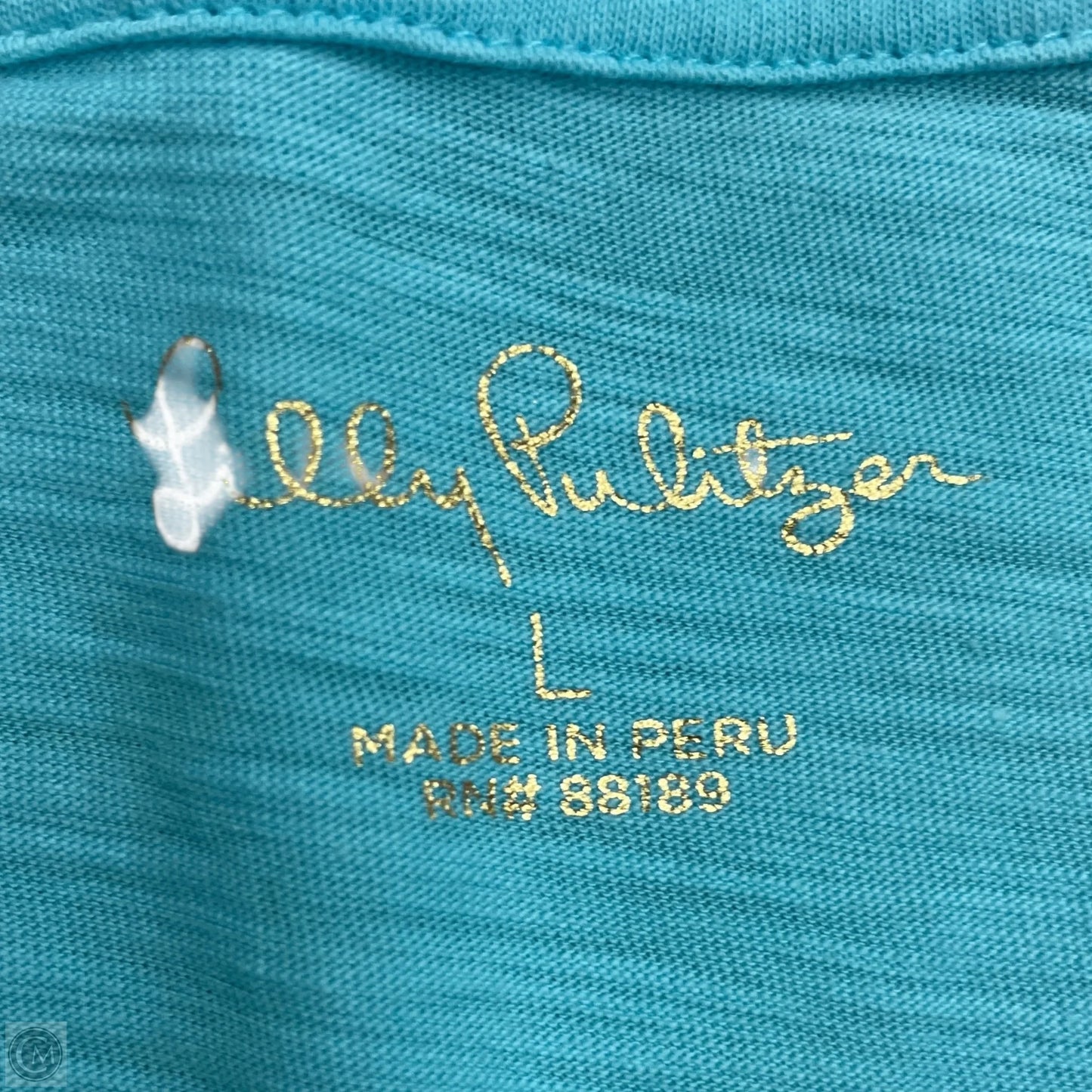 Top Short Sleeve Designer By Lilly Pulitzer In Blue, Size: L