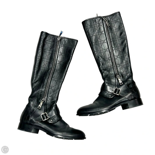 Boots Luxury Designer By Dior In Black, Size: 7.5