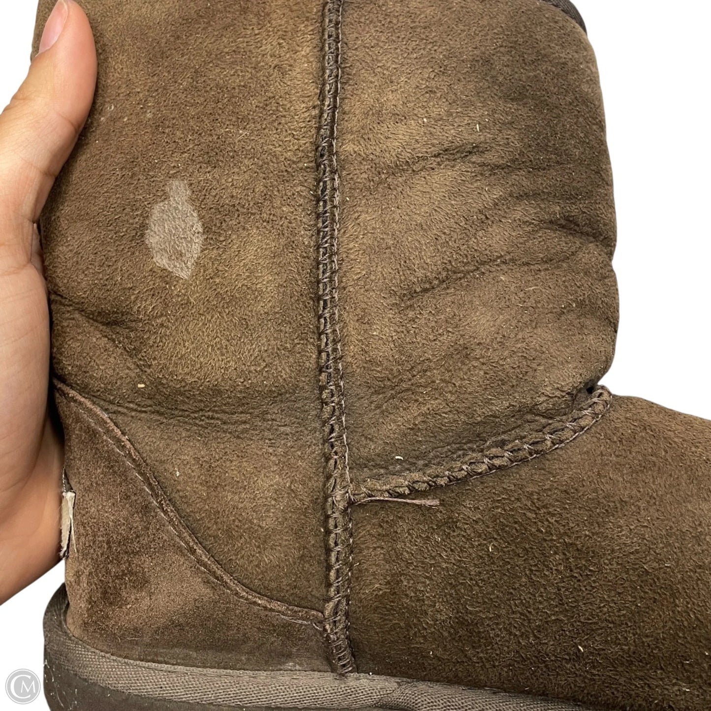 Boots Designer By Ugg In Brown, Size: 5