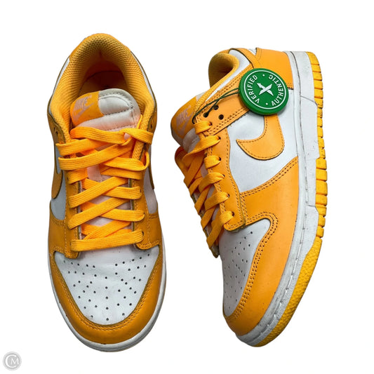 Shoes Athletic By Nike In White & Yellow, Size: 6