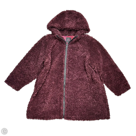 Coat Faux Fur & Sherpa By Isaac Mizrahi In Maroon, Size: 4x