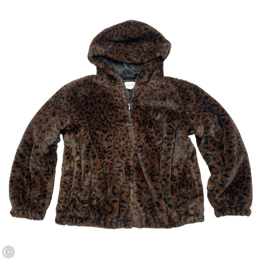 Jacket Faux Fur & Sherpa By Nine West In Leopard Print, Size: Xxl