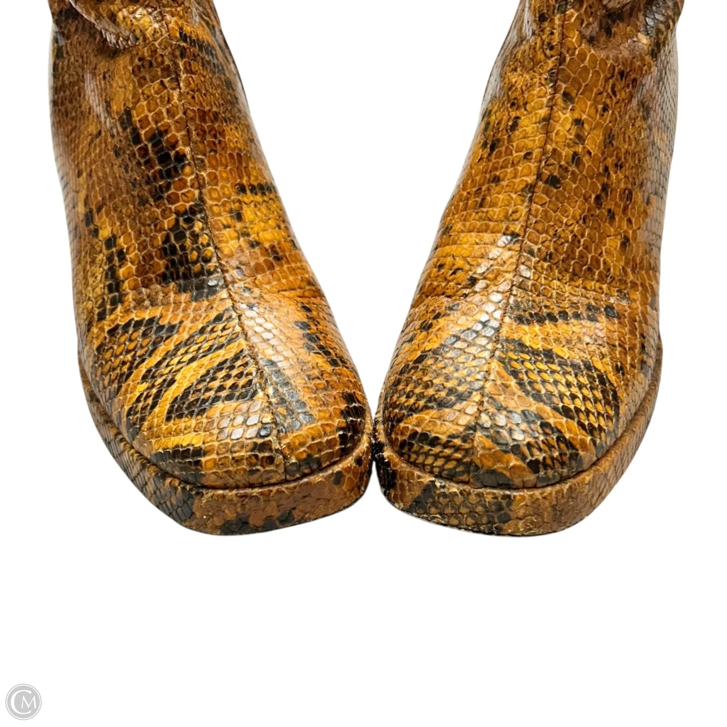 Boots Mid-calf Heels By Mista London In Snakeskin Print, Size: 6