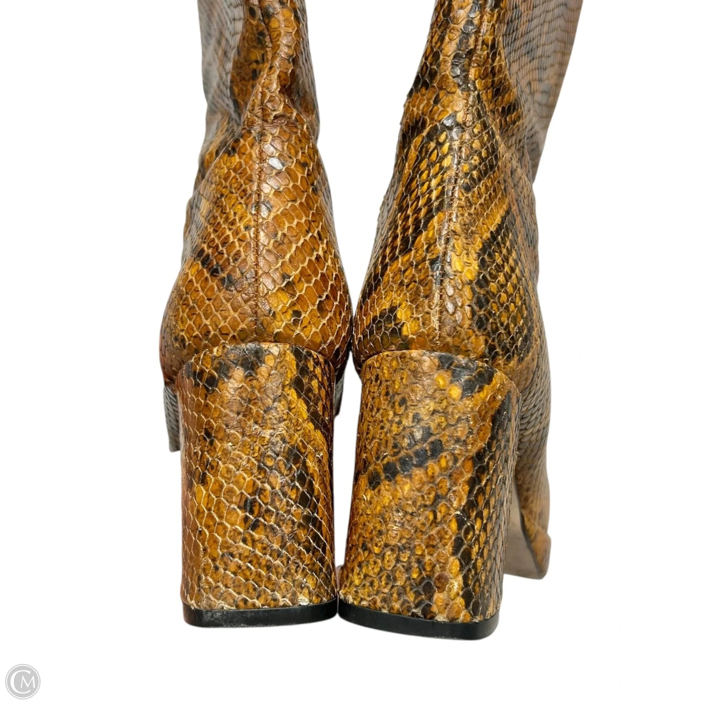 Boots Mid-calf Heels By Mista London In Snakeskin Print, Size: 6