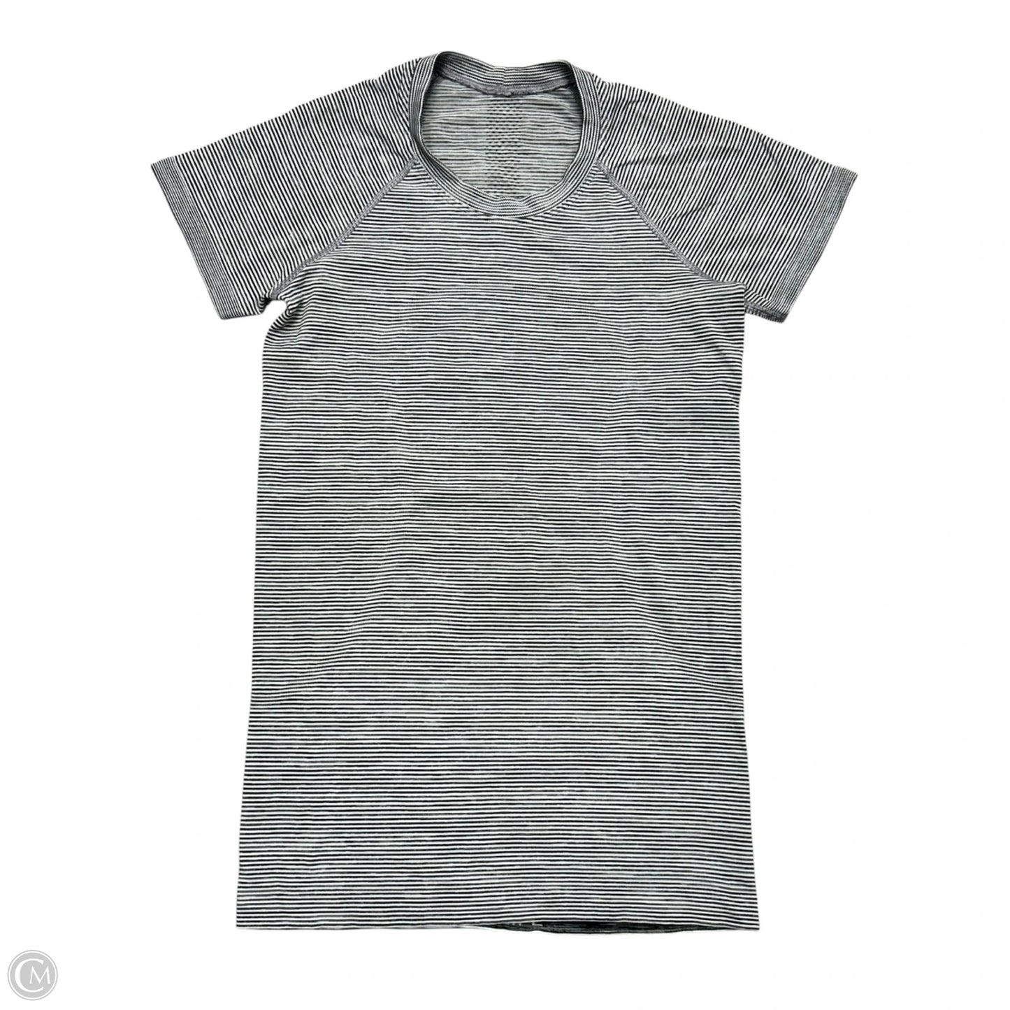 Athletic Top Short Sleeve By Lululemon In Striped Pattern, Size: S