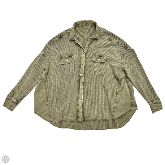 Jacket Shirt By Free People In Green, Size: M