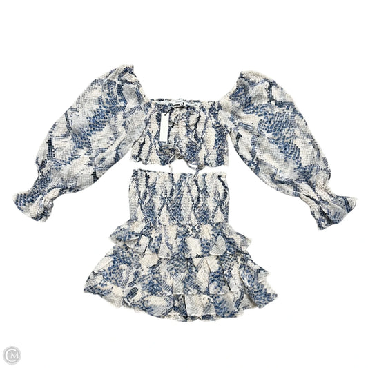 Skirt Set 2pc By Olivaceous In Blue & Cream, Size: M