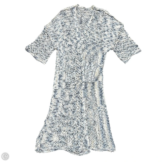Sweater Cardigan By Pol In Blue & Cream, Size: S