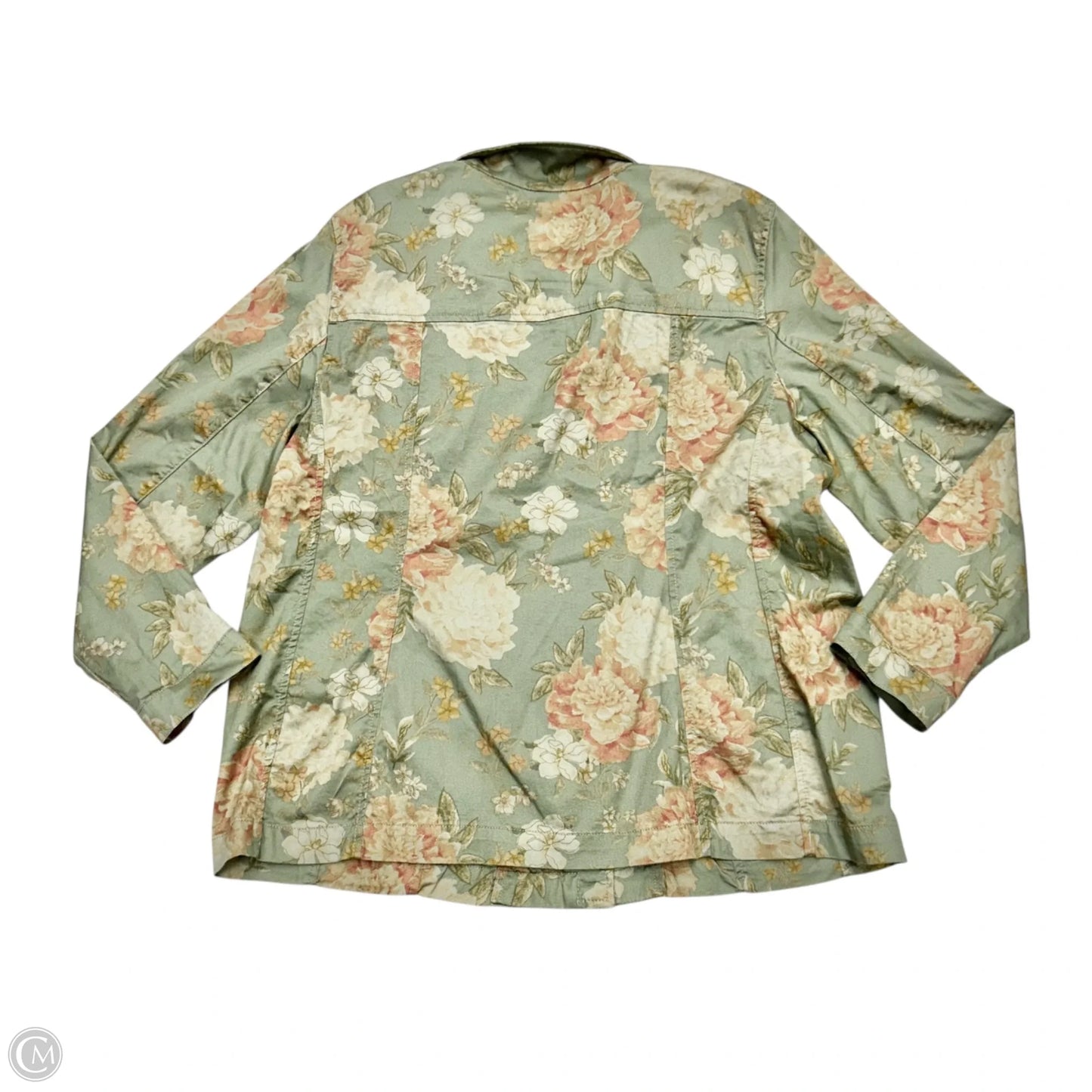 Jacket Denim By Chicos In Floral Print, Size: Xl