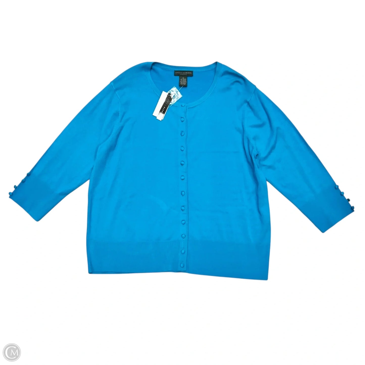 Sweater Cardigan By Grace Elements In Blue, Size: 2x