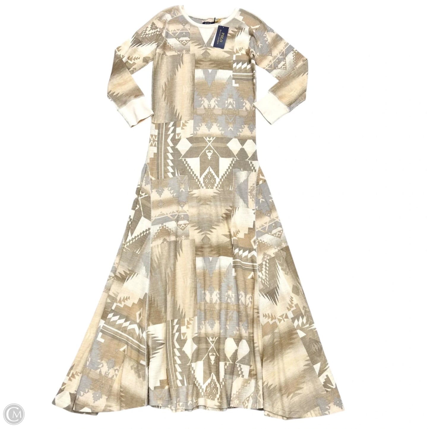Dress Casual Maxi By Polo Ralph Lauren In Cream & Tan, Size: M