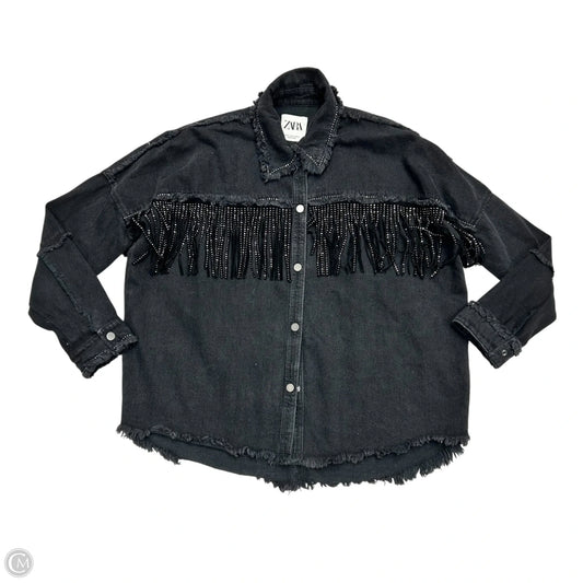 Jacket Denim By Zara In Black Denim, Size: Xs