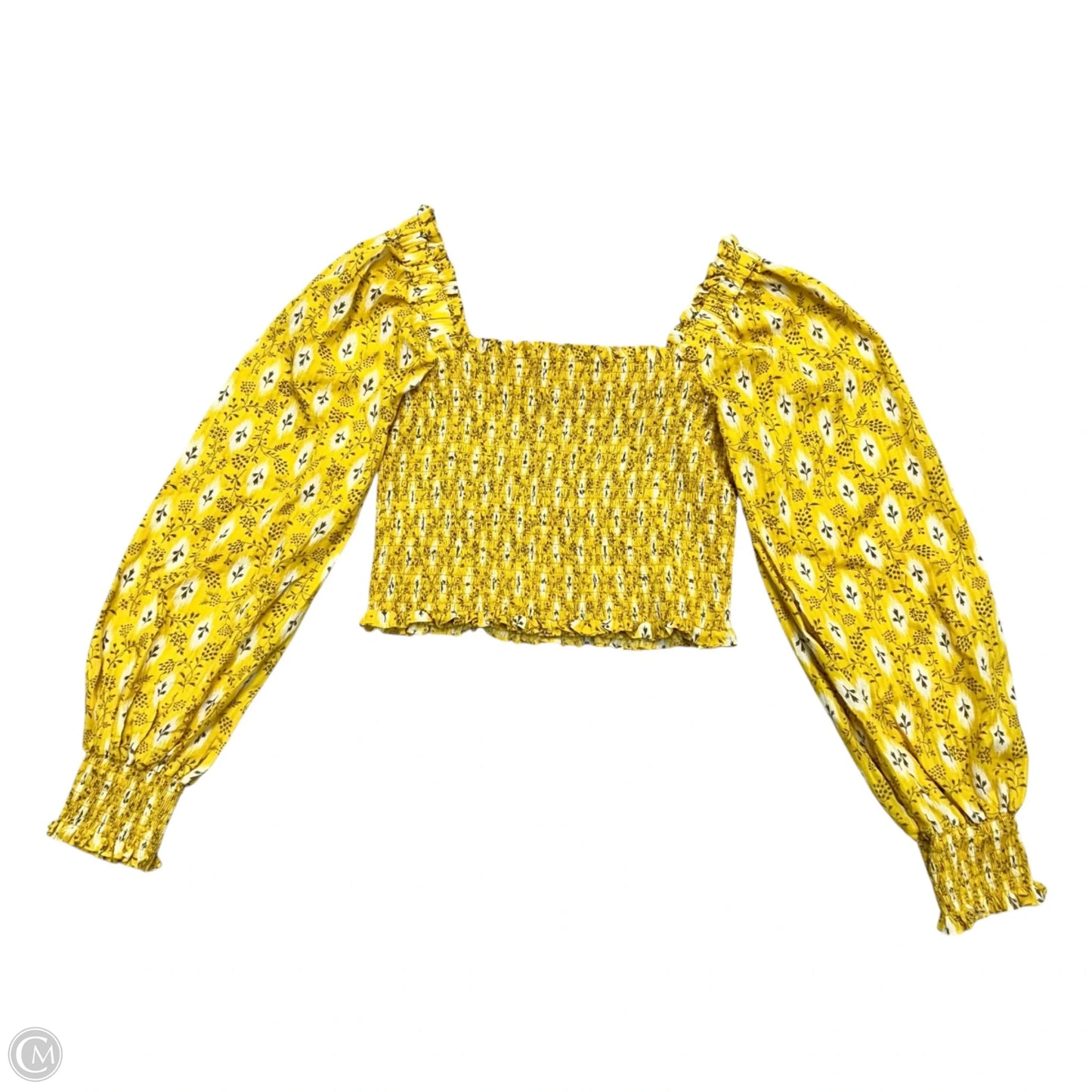 Top Long Sleeve By Veronica Beard In White & Yellow, Size: S