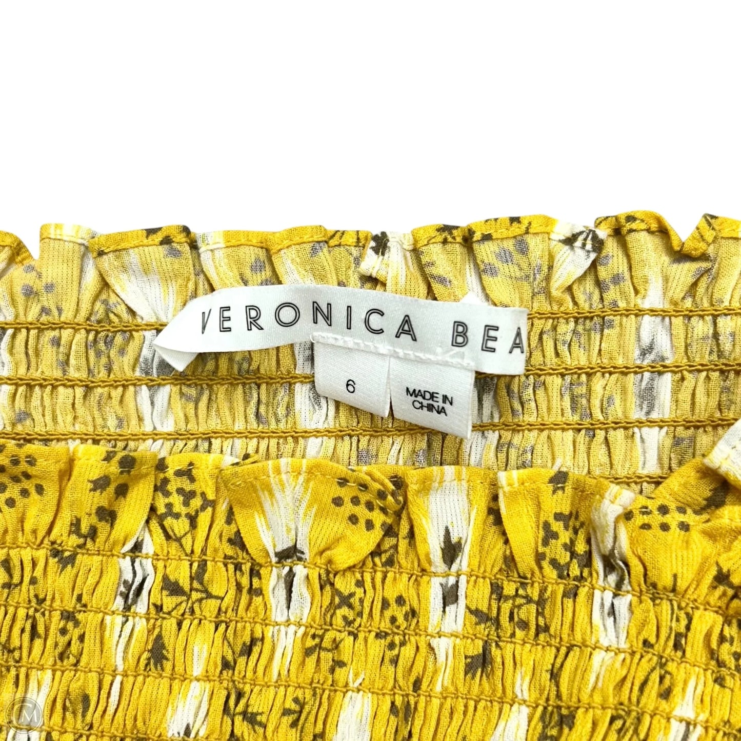 Top Long Sleeve By Veronica Beard In White & Yellow, Size: S