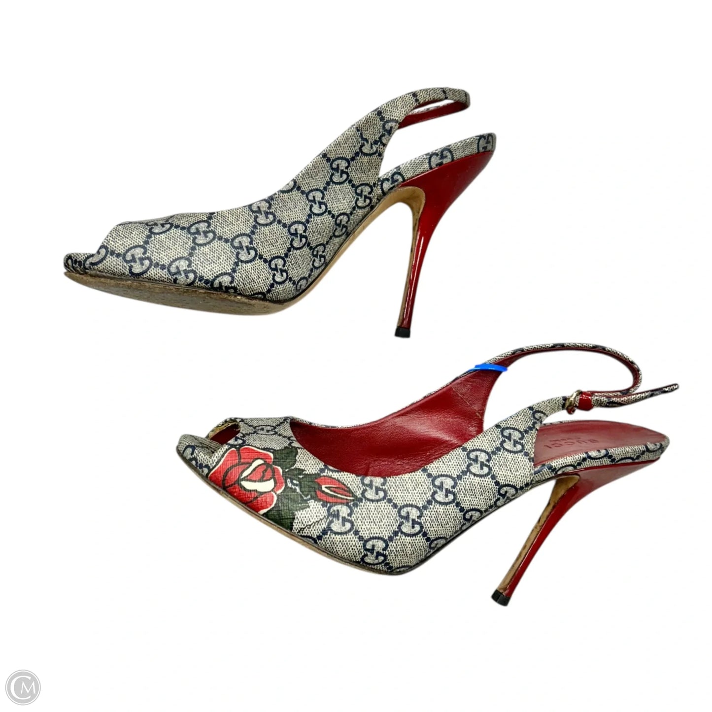 Sandals Luxury Designer By Gucci In Blue & Red, Size: 9.5