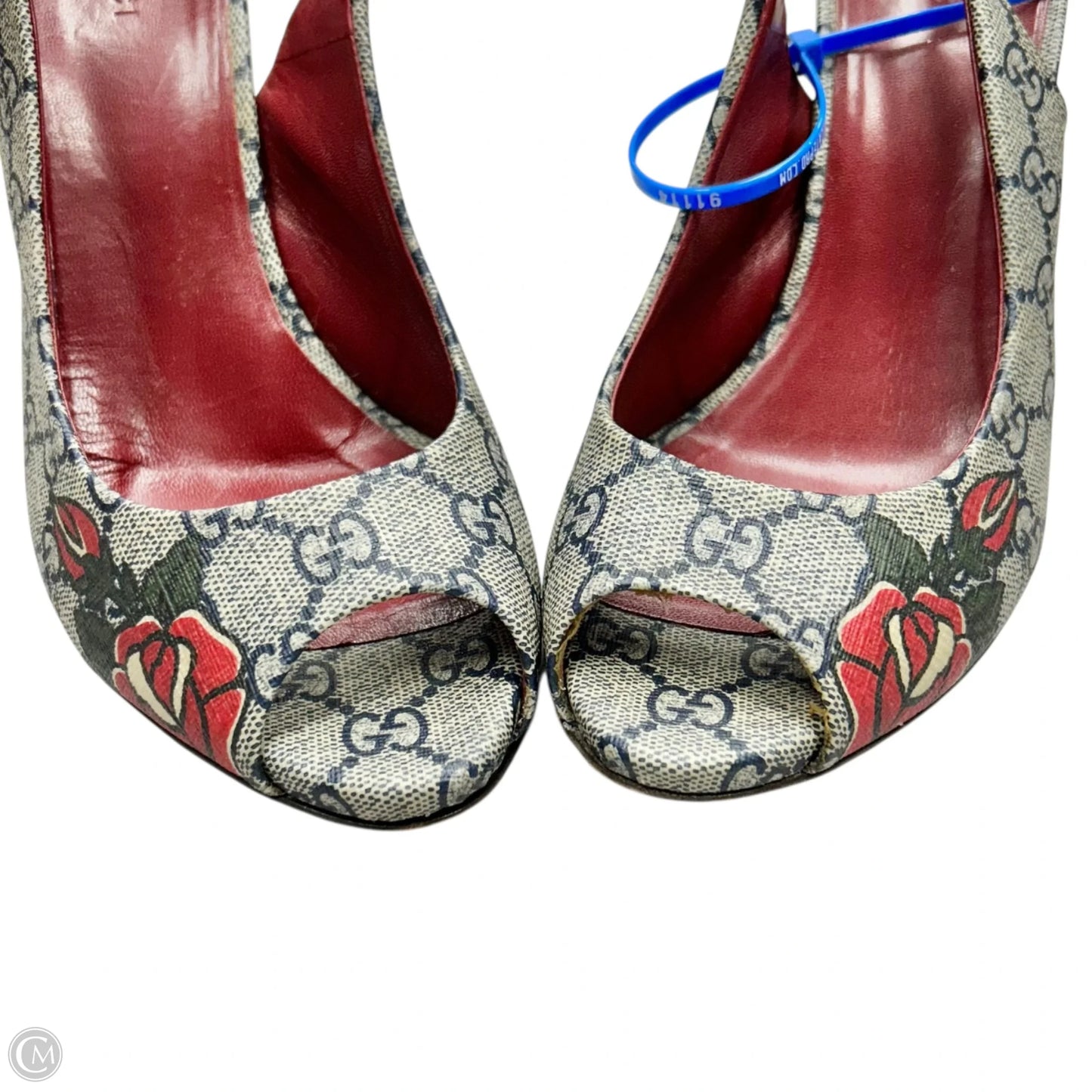 Sandals Luxury Designer By Gucci In Blue & Red, Size: 9.5
