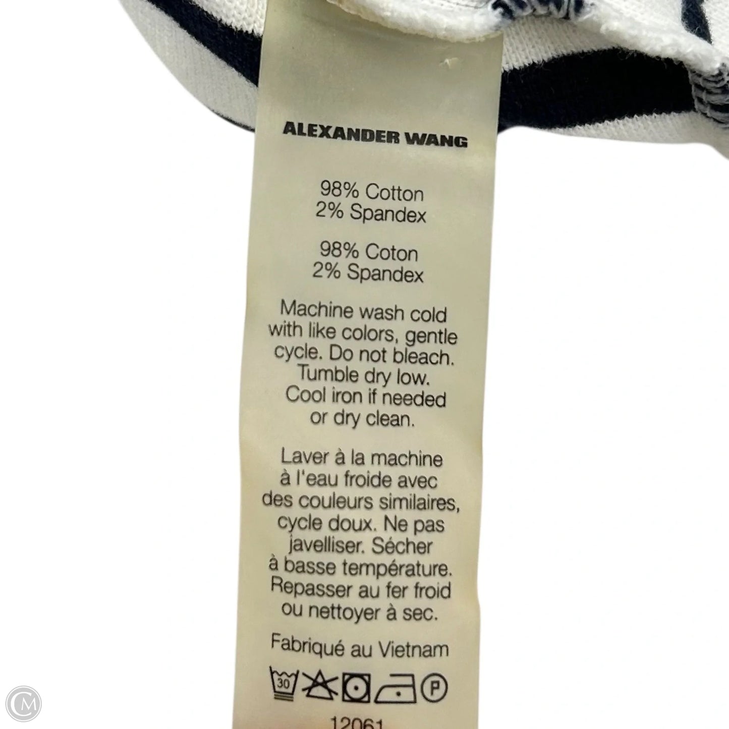 Top Long Sleeve Luxury Designer By Alexander Wang In Striped Pattern, Size: Xs