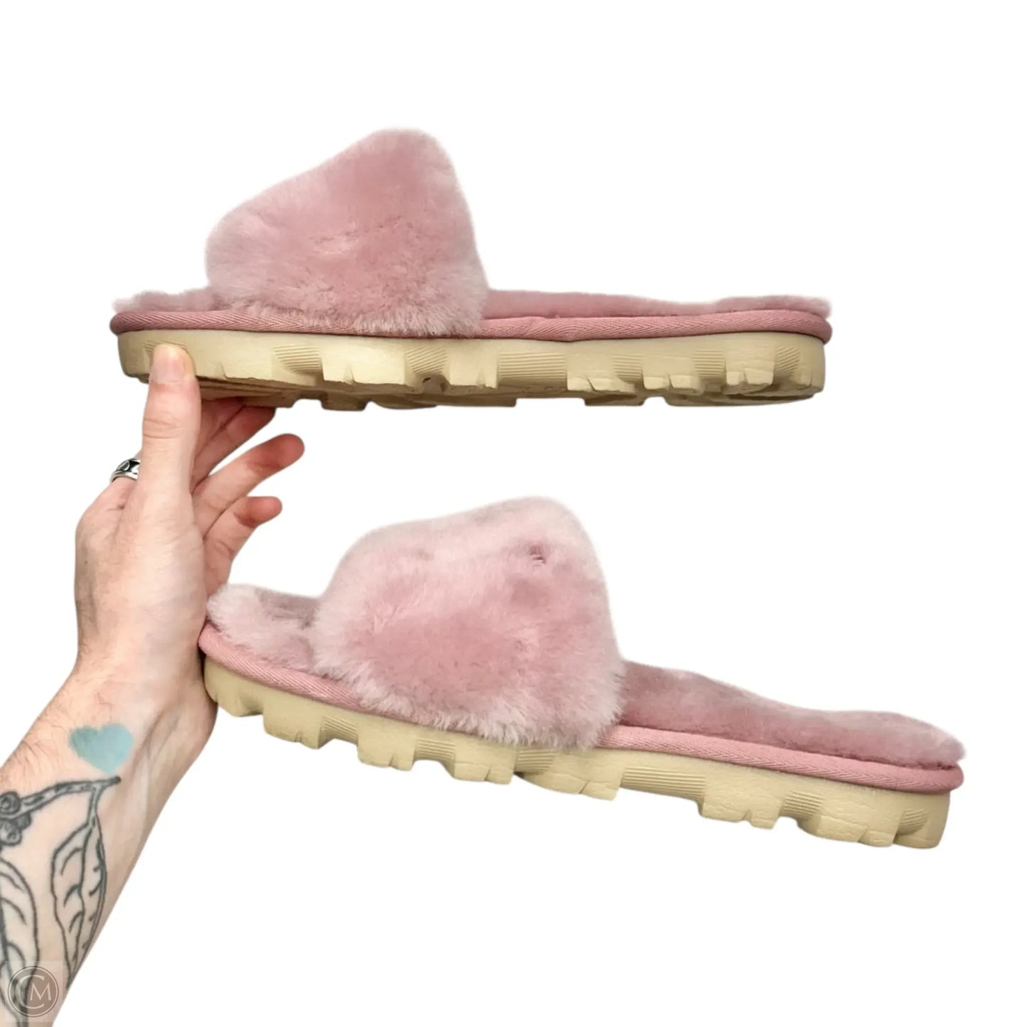 Slippers Designer By Ugg In Pink, Size: 7