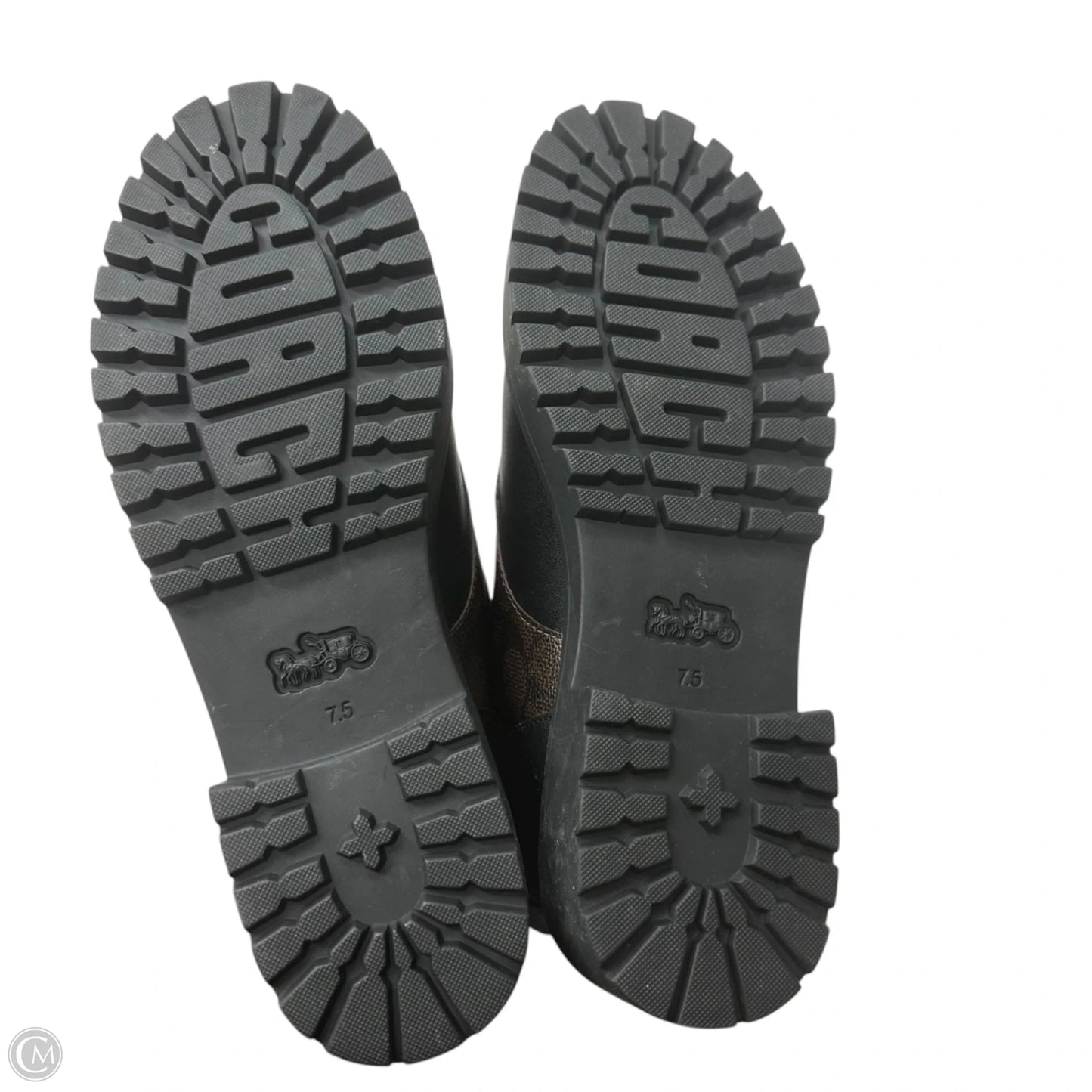 Boots Designer By Coach In Black & Brown, Size: 7.5