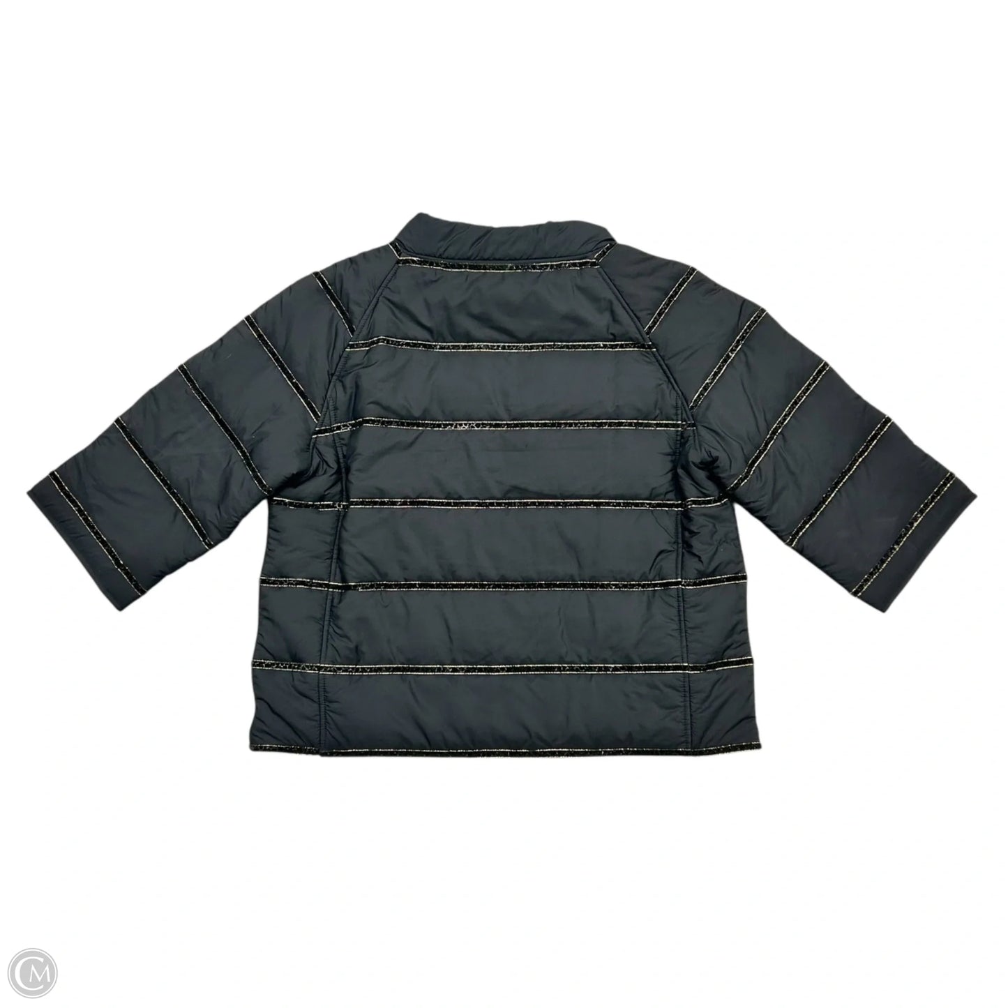 Jacket Puffer & Quilted By Chicos In Black & Gold, Size: L