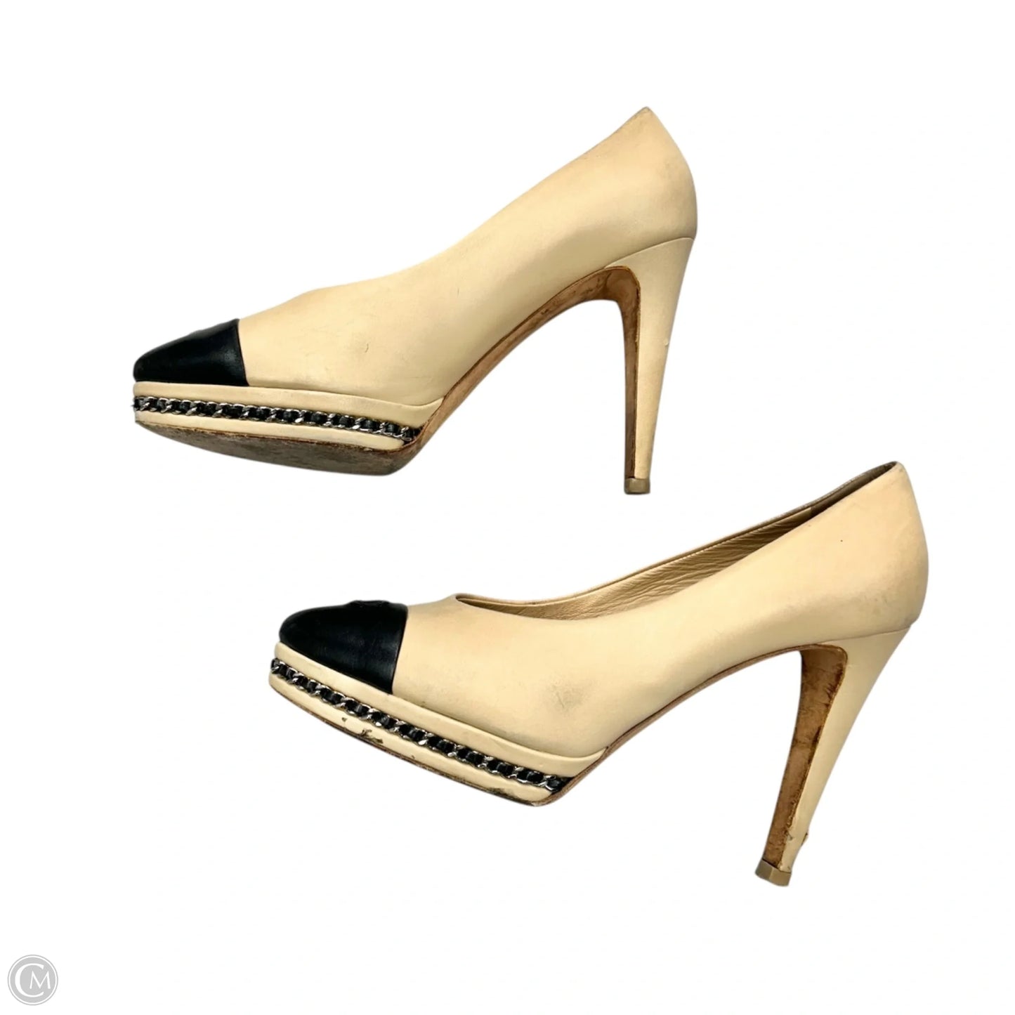 Shoes Luxury Designer By Chanel In Black & Cream, Size: 10