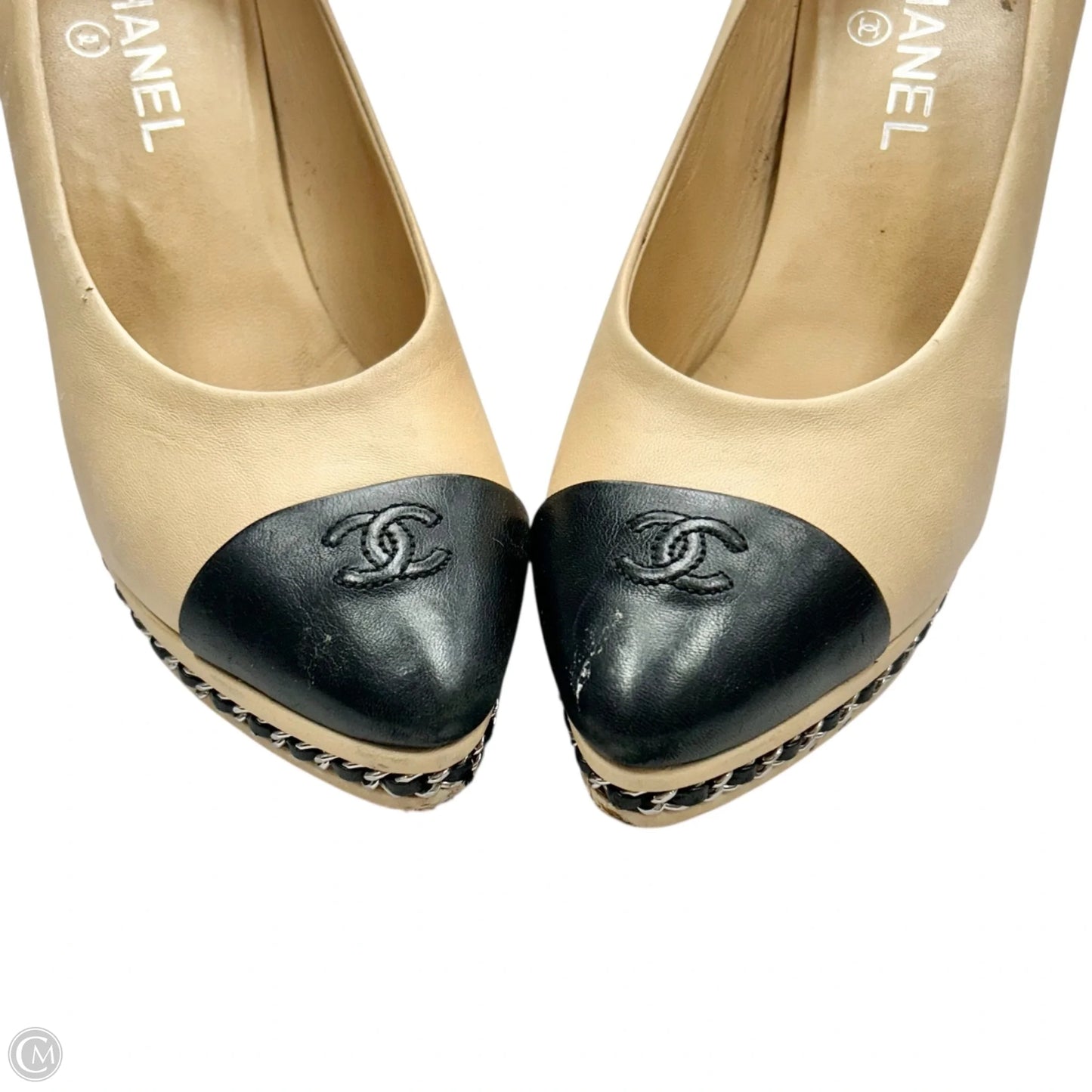 Shoes Luxury Designer By Chanel In Black & Cream, Size: 10