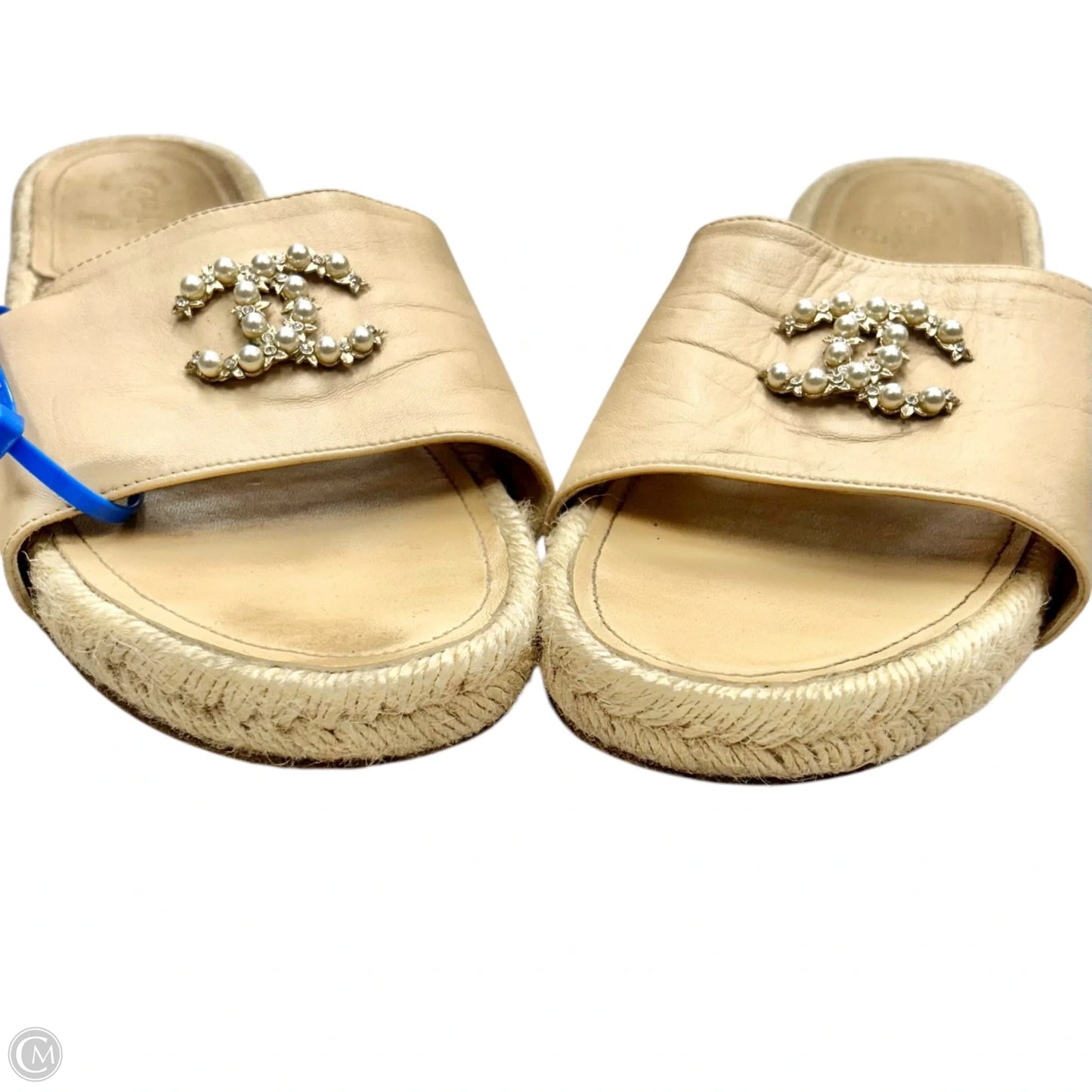 Sandals Luxury Designer By Chanel In Cream, Size: 10