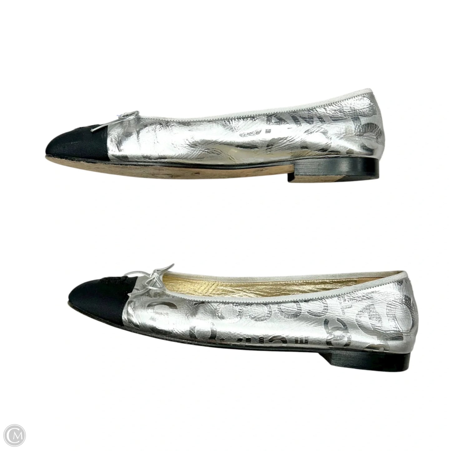 Shoes Luxury Designer By Chanel In Black & Silver, Size: 10.5
