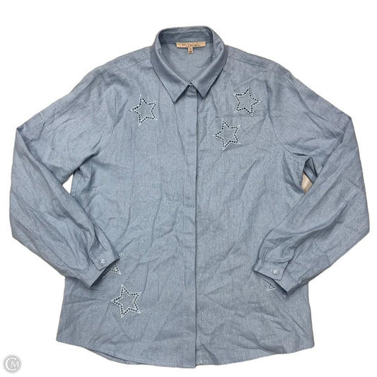 Blouse Long Sleeve By May Danielle In Blue, Size: M