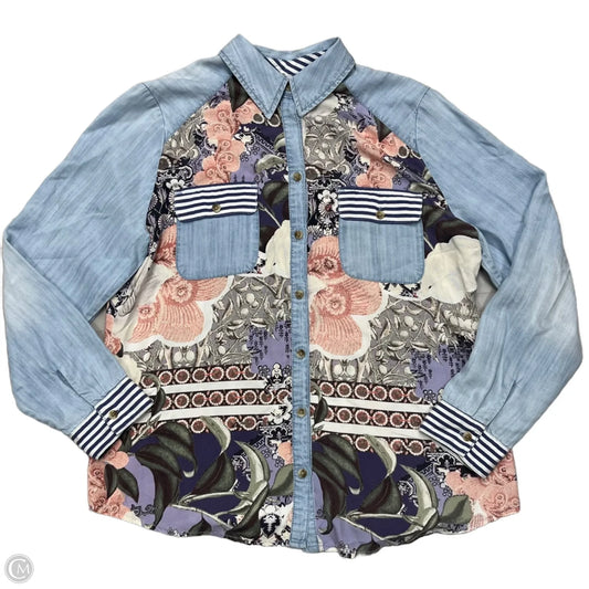 Blouse Long Sleeve By Chicos In Floral Print, Size: M