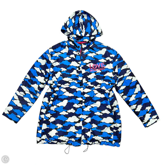 Coat Puffer & Quilted By Love Moschino In Blue & Grey, Size: L