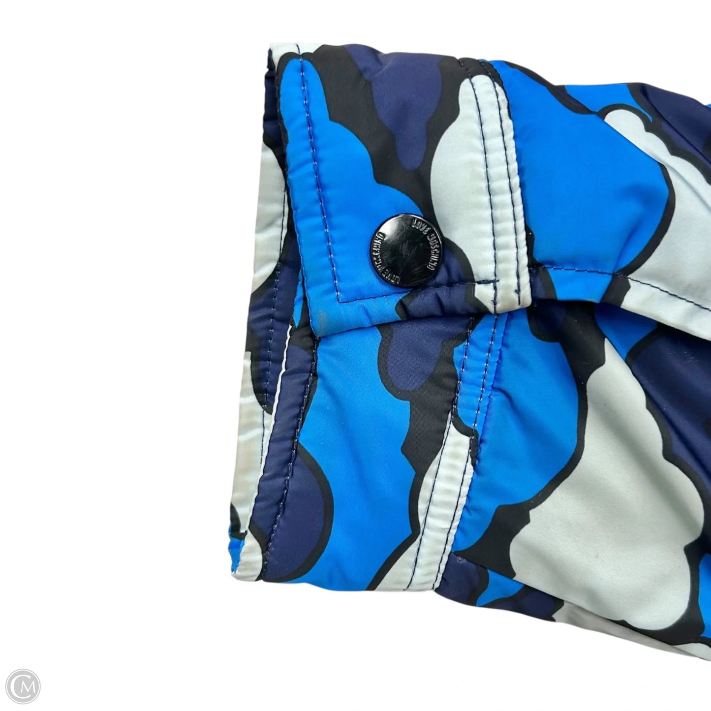 Coat Puffer & Quilted By Love Moschino In Blue & Grey, Size: L