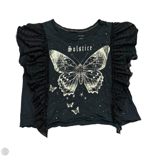 Top Short Sleeve By Pilcro In Black & Gold, Size: L