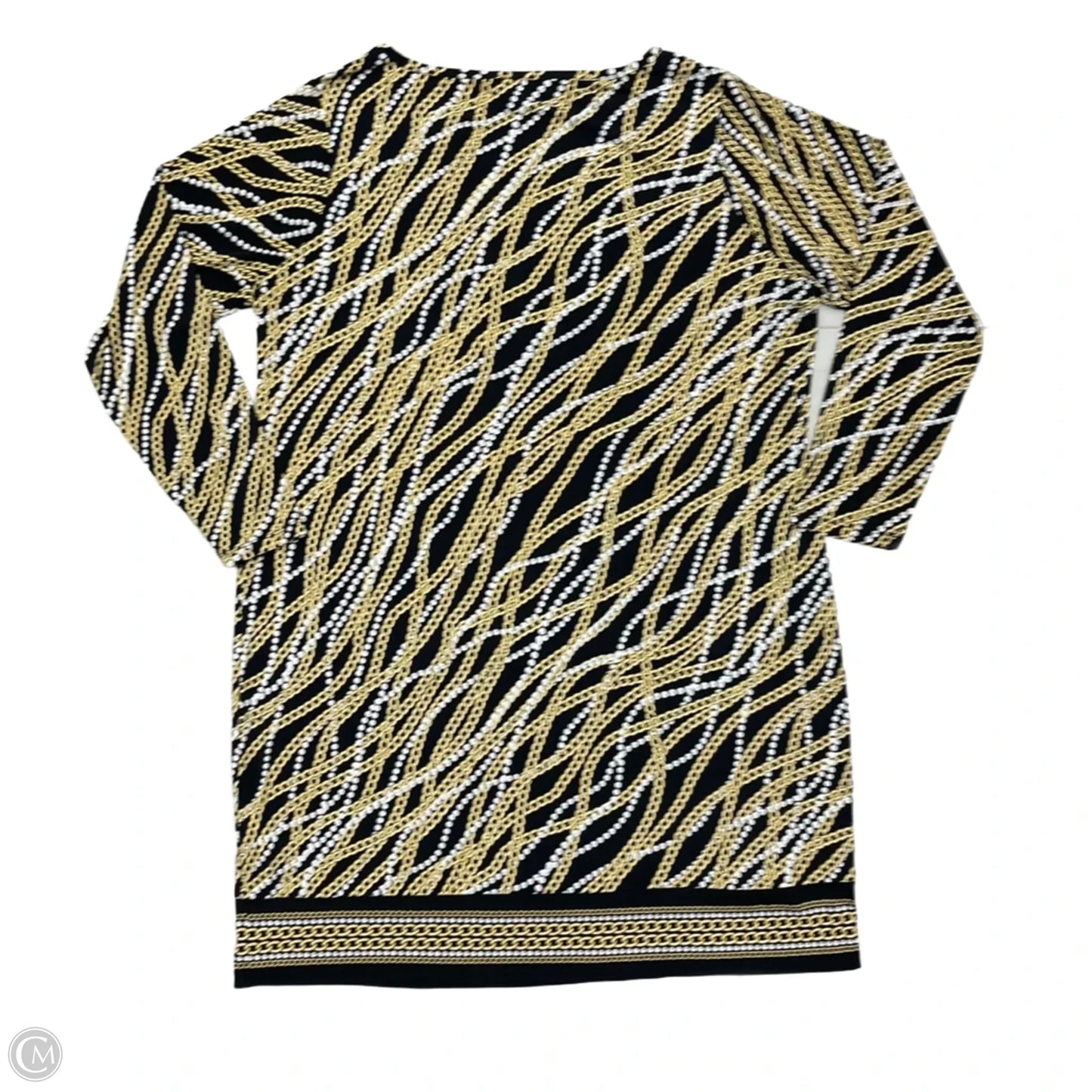 Dress Casual Midi By Michael By Michael Kors In Black & Gold, Size: 2x