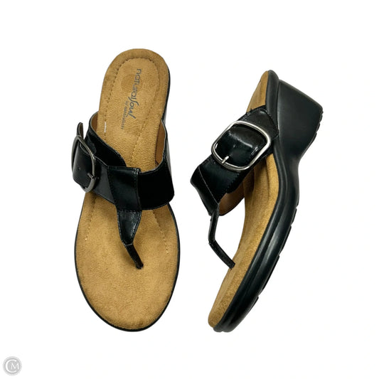 Sandals Heels Wedge By Clarks In Black, Size: 8.5