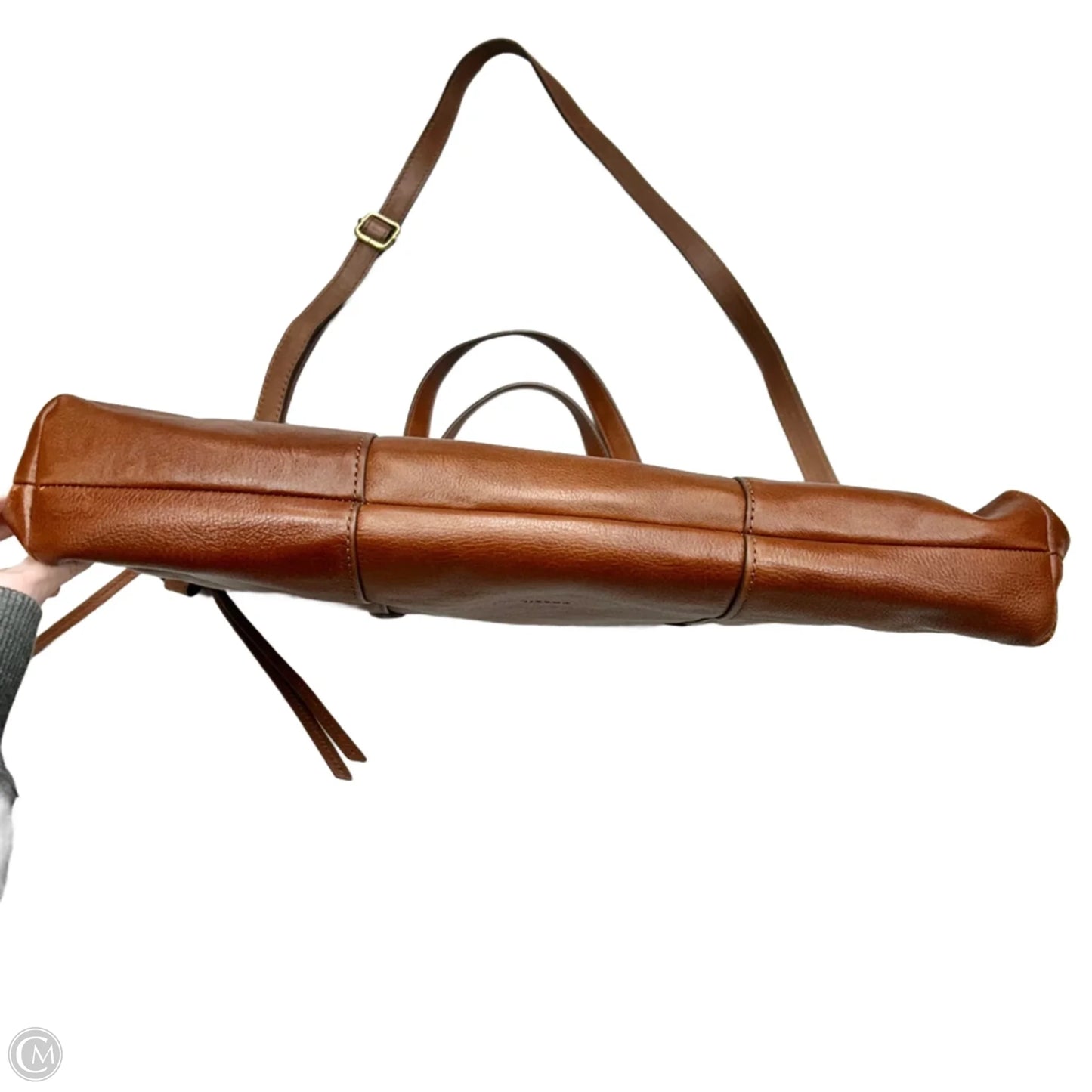 Handbag Leather By Fossil, Size: Medium