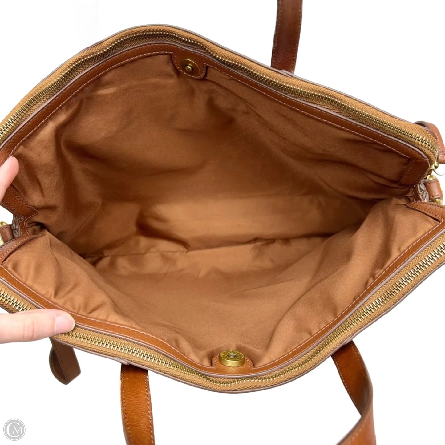 Handbag Leather By Fossil, Size: Medium