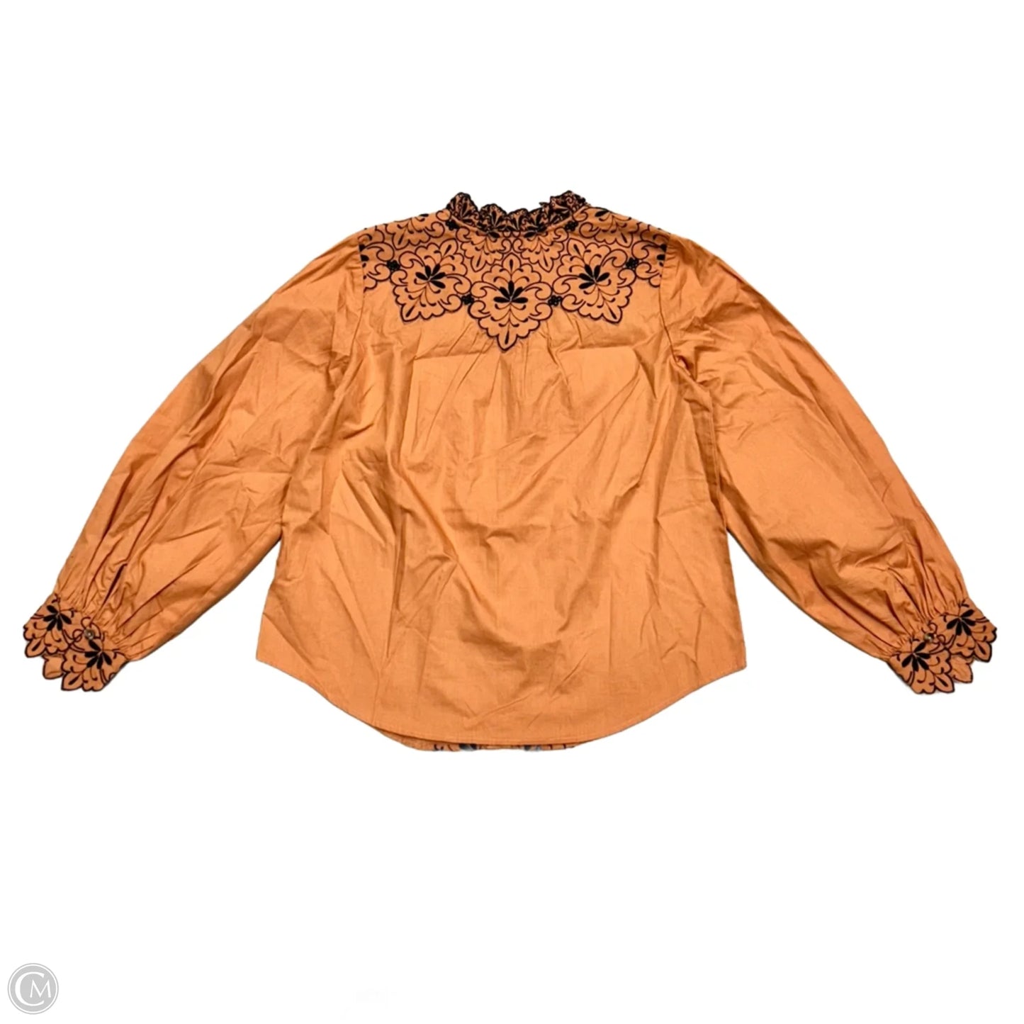 Top Long Sleeve By Anthropologie In Black & Orange, Size: M