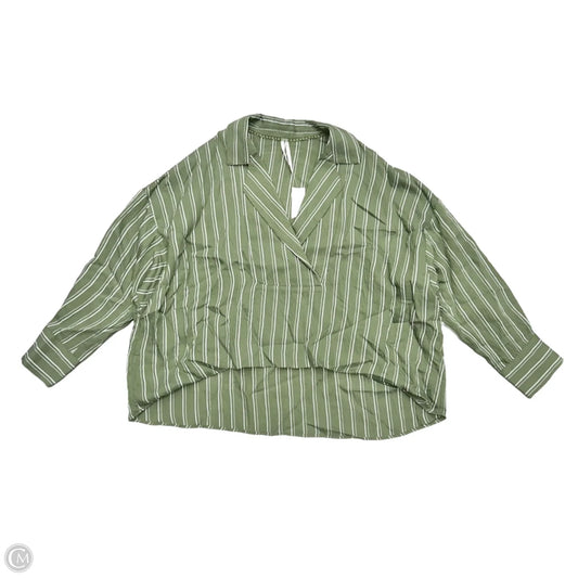 Top Long Sleeve By Anthropologie In Green & White, Size: S