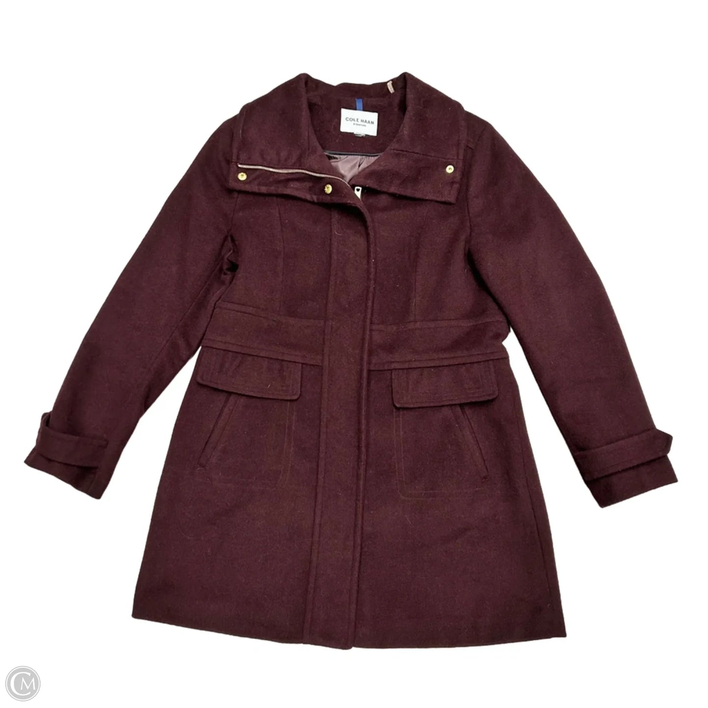 Coat Peacoat By Cole-haan In Maroon, Size: M