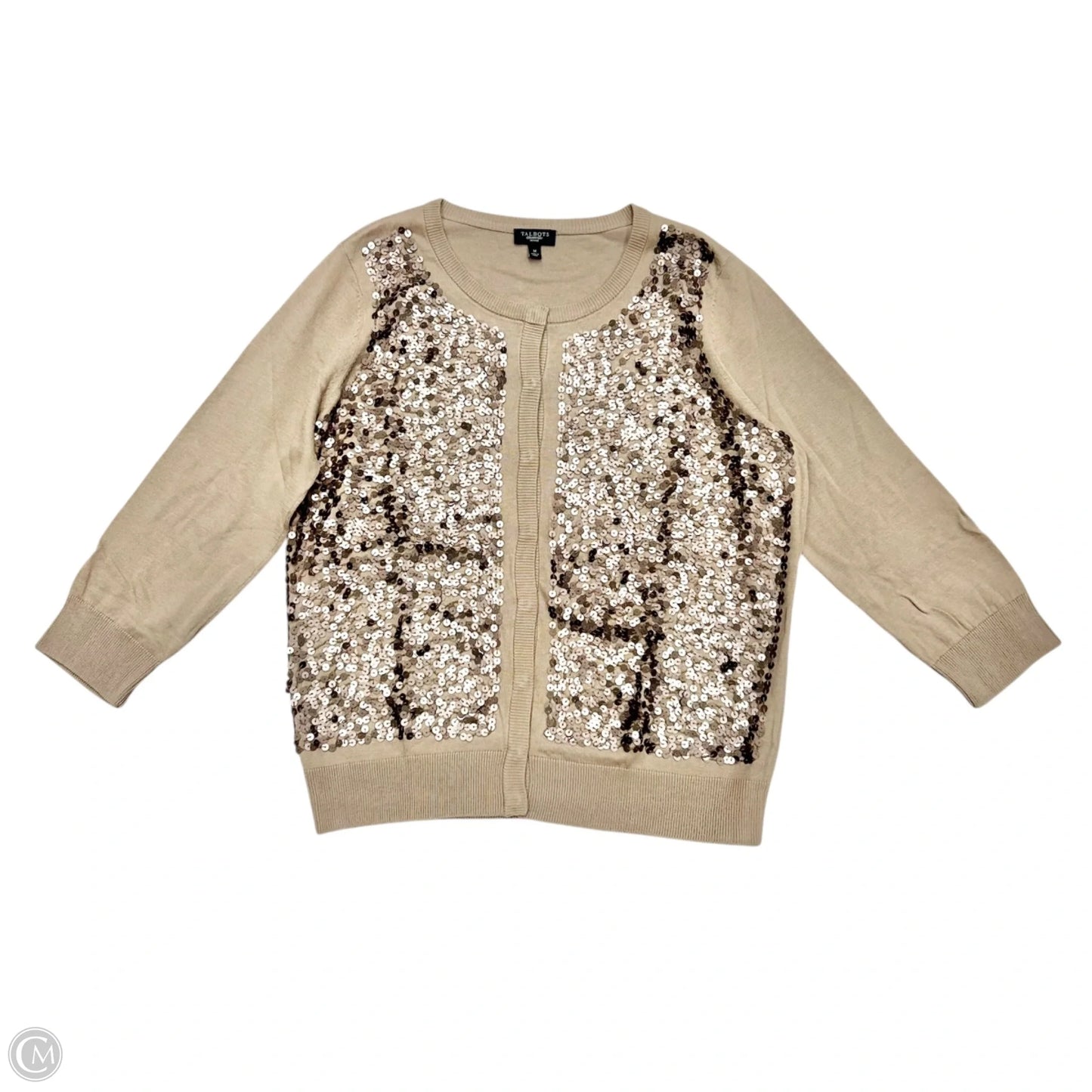 Sweater Cardigan By Talbots In Tan, Size: M