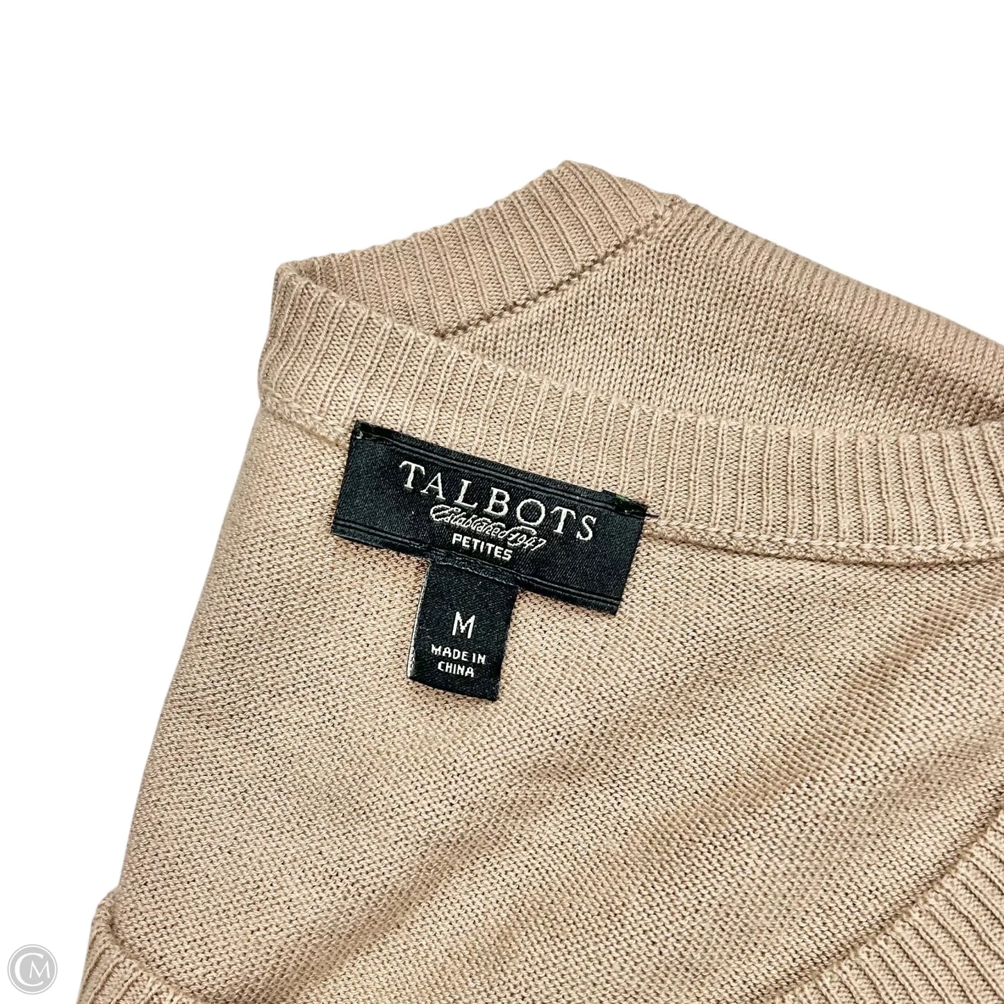 Sweater Cardigan By Talbots In Tan, Size: M