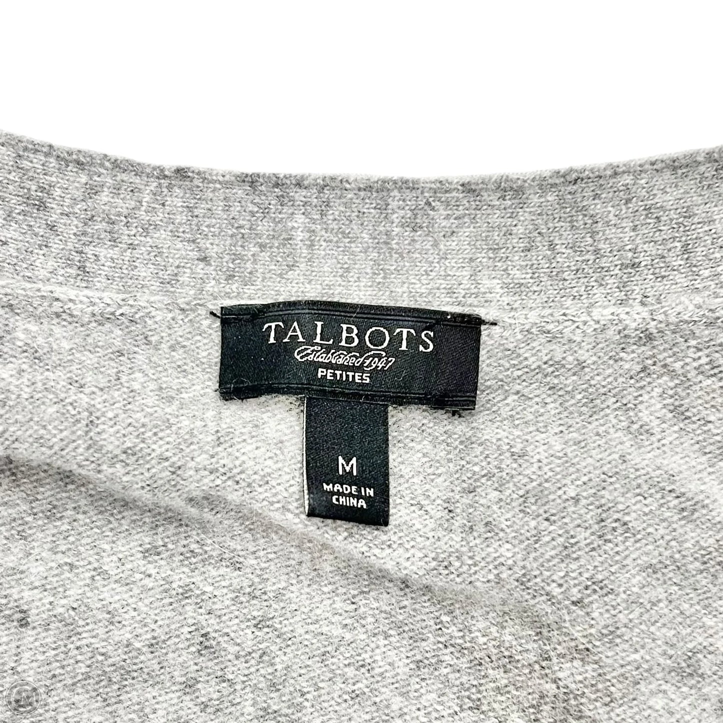 Sweater Cardigan By Talbots In Grey, Size: M