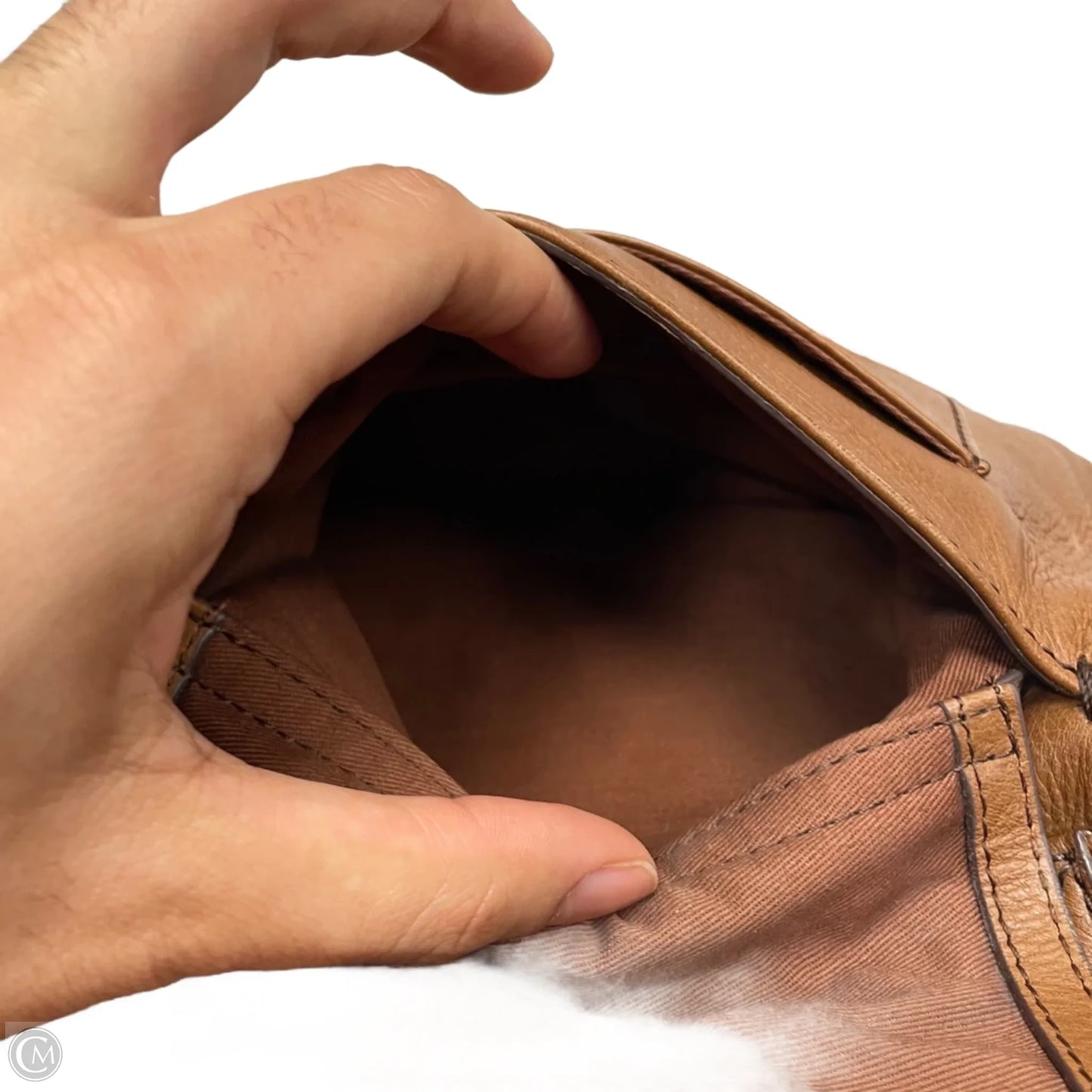 Handbag Leather By Fossil, Size: Medium