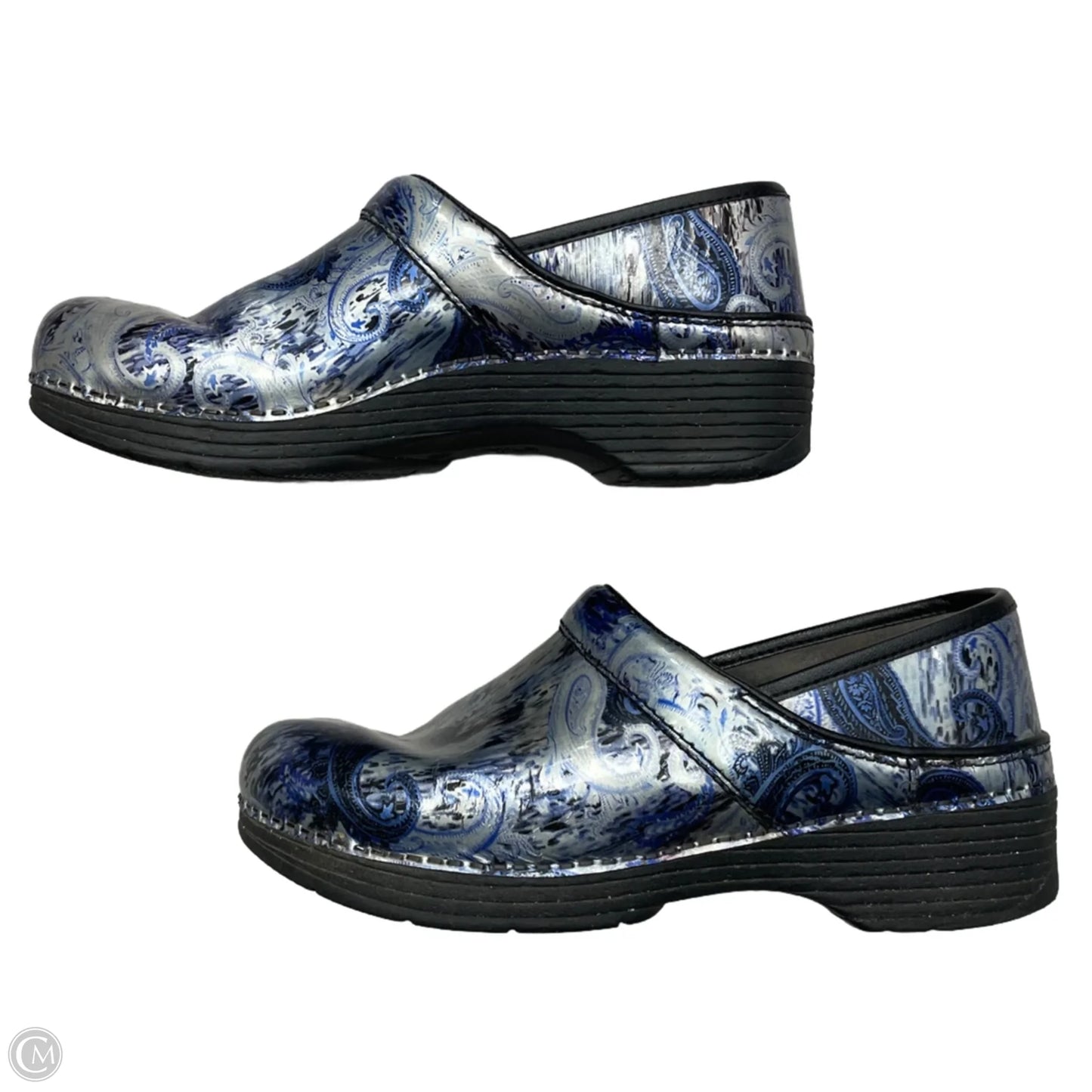 Shoes Heels Platform By Dansko In Blue & Silver, Size: 8.5