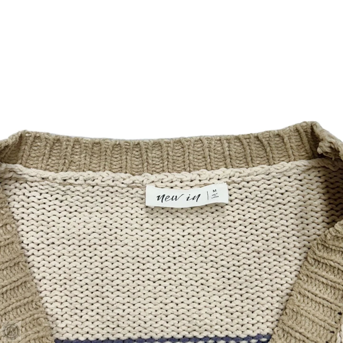 Sweater Cardigan By New In In Cream & Tan, Size: M