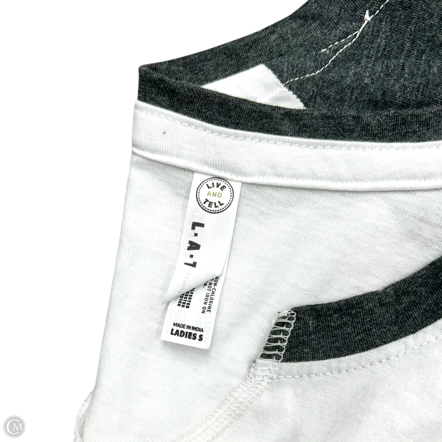 Top Long Sleeve By Lat In Grey & White, Size: S