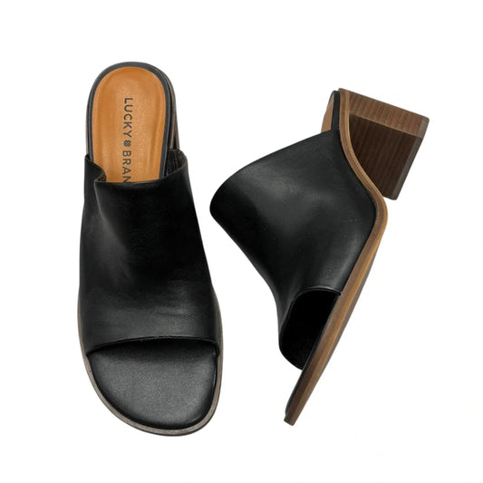 Sandals Heels Block By Lucky Brand In Black, Size: 7.5