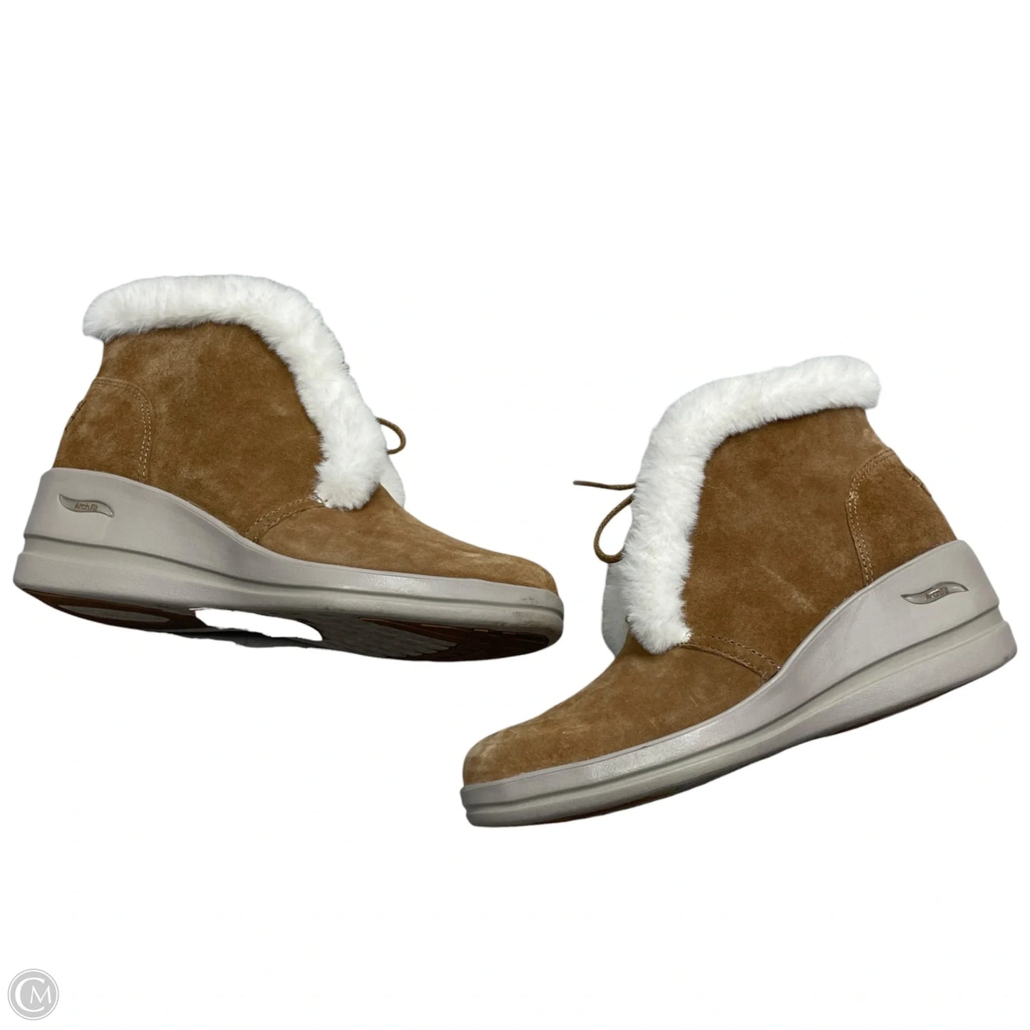 Boots Ankle Heels By Skechers In Tan, Size: 7.5